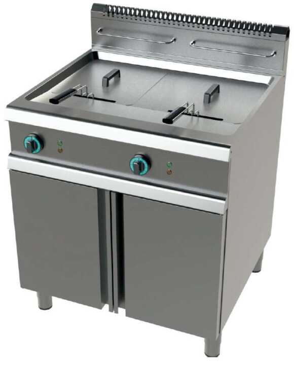 Fritadeira a gás 2 tanques limpos 21+21 litros com 19+19Kw  Série 900 com dimensões 800x900x900h mm