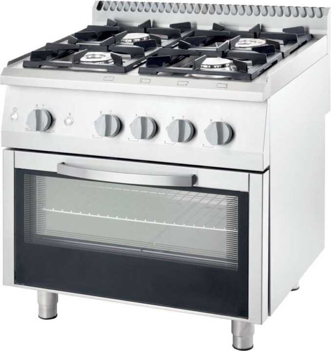 Fogão a gás com forno elétrico estático GN1/1 4 queimadores 800x700x850h mm 3,5+2x5+7 Kw