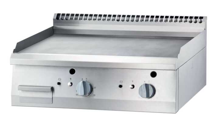 Fry Top a gás de mesa rectificada em aço, placa lisa 400x700x250h mm 6,5Kw