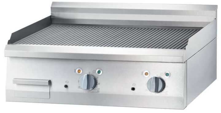 Fry Top eléctrica de mesa em aço rectificado, placa lisa/rasgada 800x700x250h mm 8,1Kw
