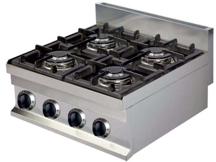 Fogão de mesa a gás 4 queimadores 4x3,6kw 600x600x265h mm