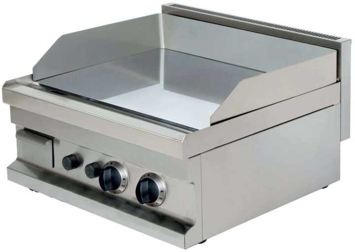 Fry Top a gás de mesa em aço rectificado liso 15 mm 2x4,8kw 600x600x265h mm