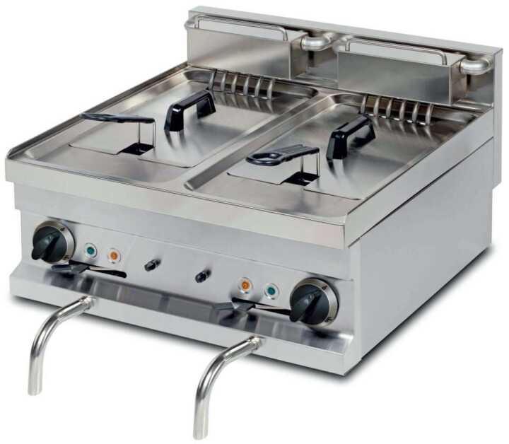 Fritadeira eléctrica de mesa dupla 8+8  litros 7,5+7,5KW 600X600X265H MM