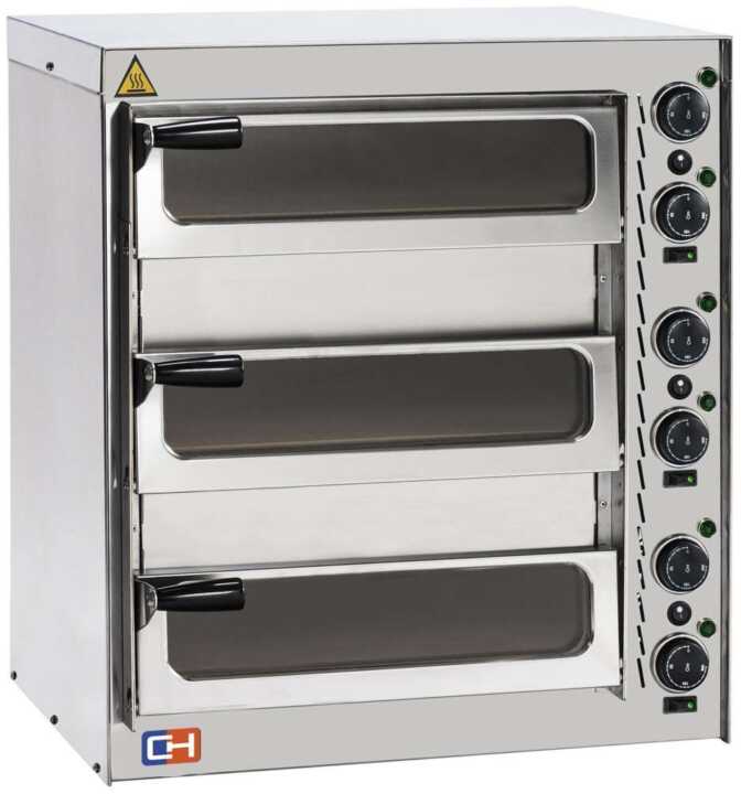 Forno de pizza elétrico compacto 3 pizzas diâmetro 35 cm com porta de vidro