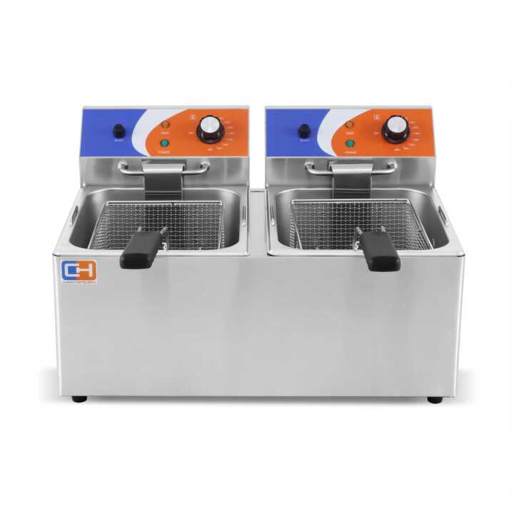 Fritadeira eléctrica 8+8 litros SEM torneira 550 x420 x340h mm
