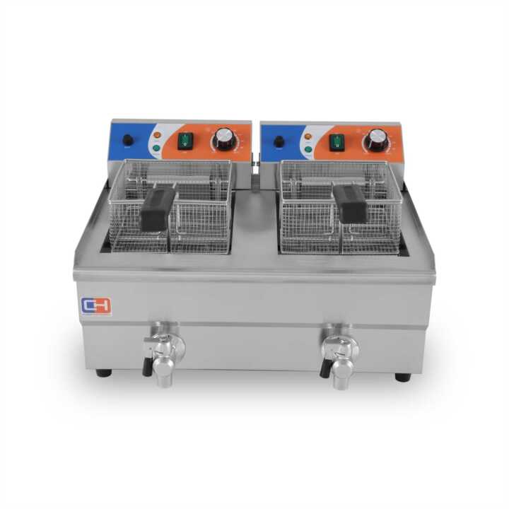 Fritadeira eléctrica 10+10 litros COM torneira 570x470x345h mm