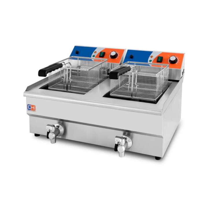 Fritadeira eléctrica 12+12 litros COM torneira 686x530 x385h mm