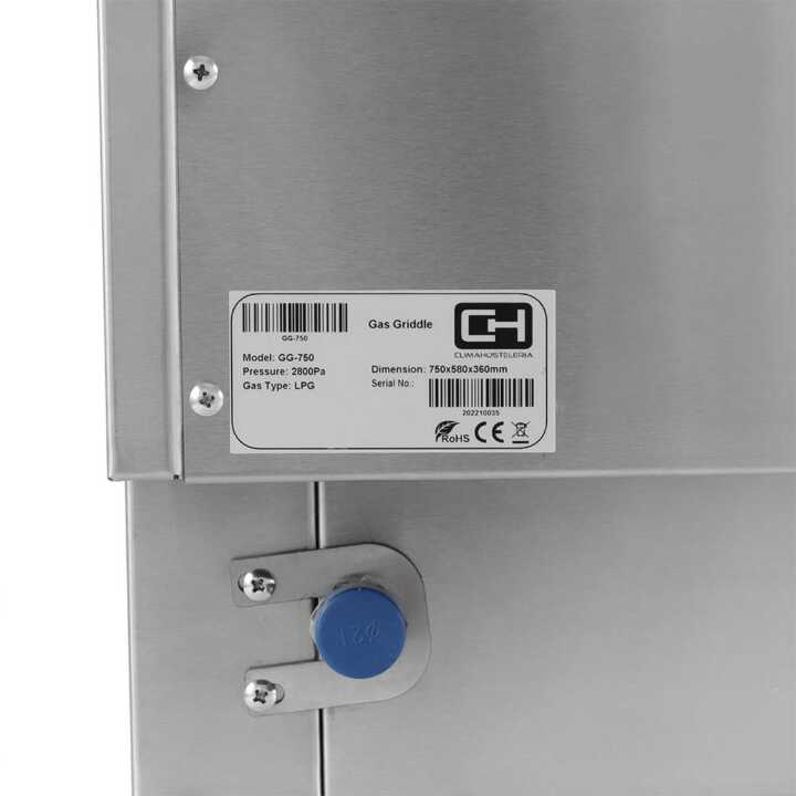 Frytops a gás Propano Aço Aço rectificado 12mm de 805x570x370h mm