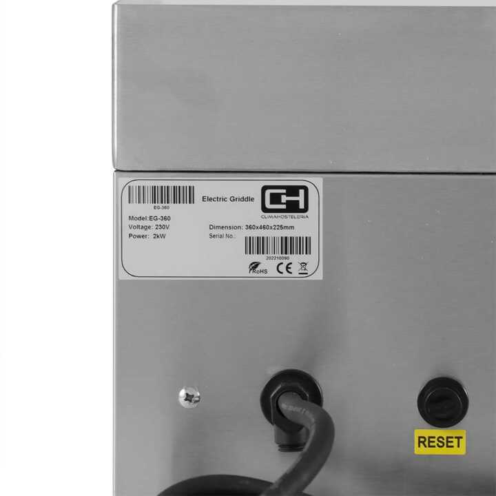Fry Top eléctrica em aço rectificado 10mm de 360x460x220h mm