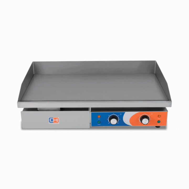 Fry Top eléctrica Grelha de aço rectificada 10mm Económica 740x490x240h mm