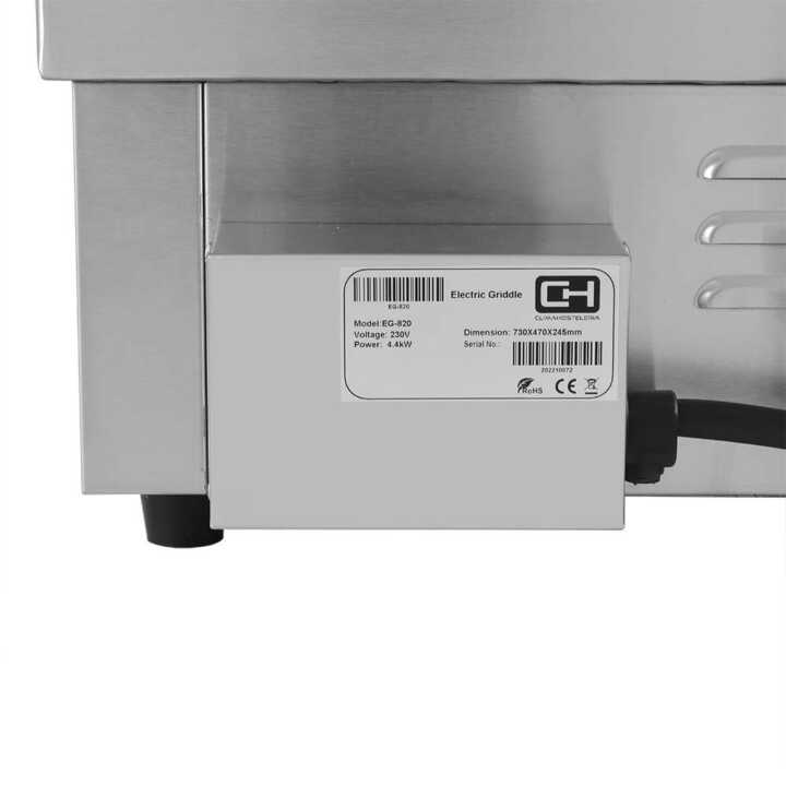 Fry Top eléctrica Grelha de aço rectificada 10mm Económica 740x490x240h mm