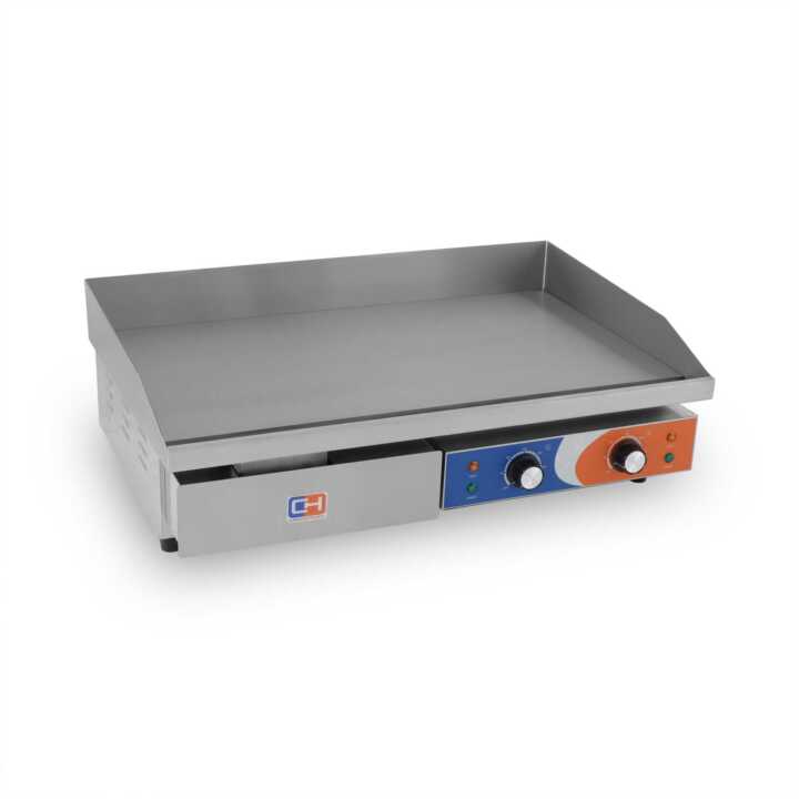 Fry Top eléctrica Grelha de aço rectificada 10mm Económica 740x490x240h mm