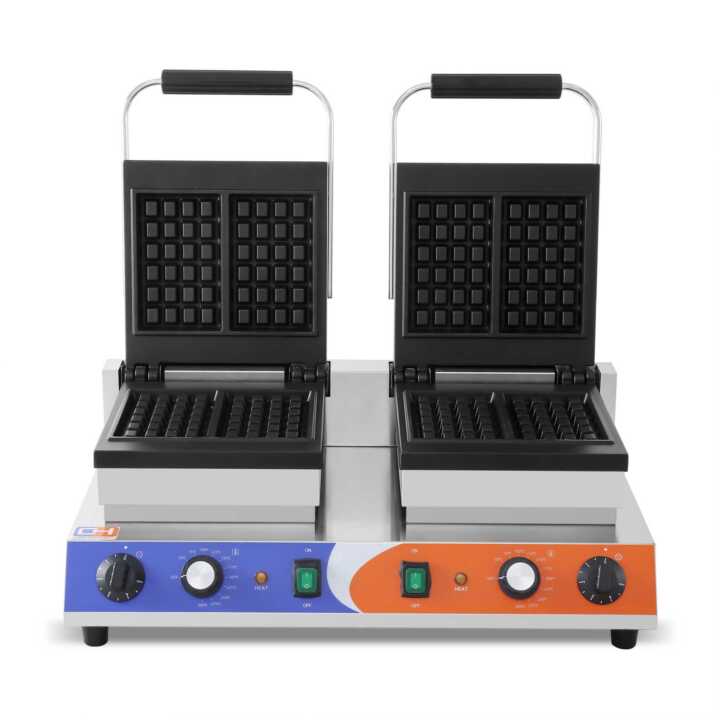 Máquina de waffles eléctrica dupla 1,5+1,5KW 63X380X270h m