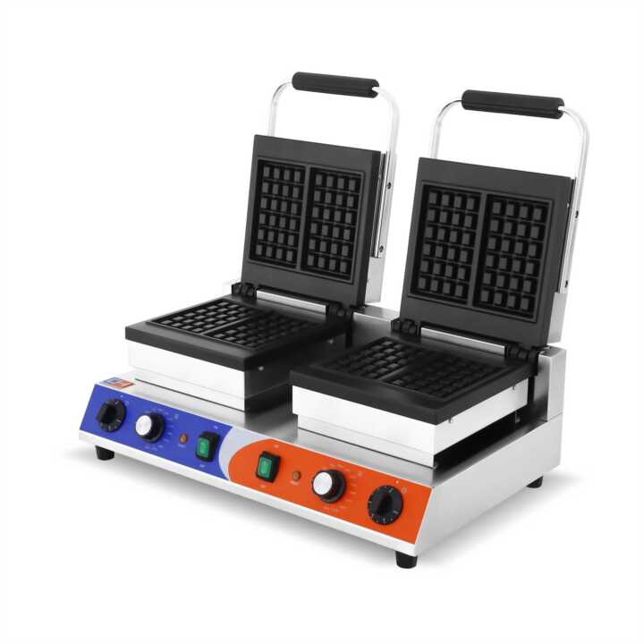 Máquina de waffles eléctrica dupla 1,5+1,5KW 63X380X270h m