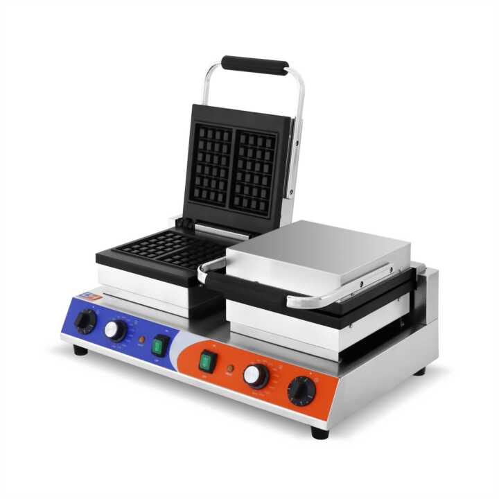 Máquina de waffles eléctrica dupla 1,5+1,5KW 63X380X270h m