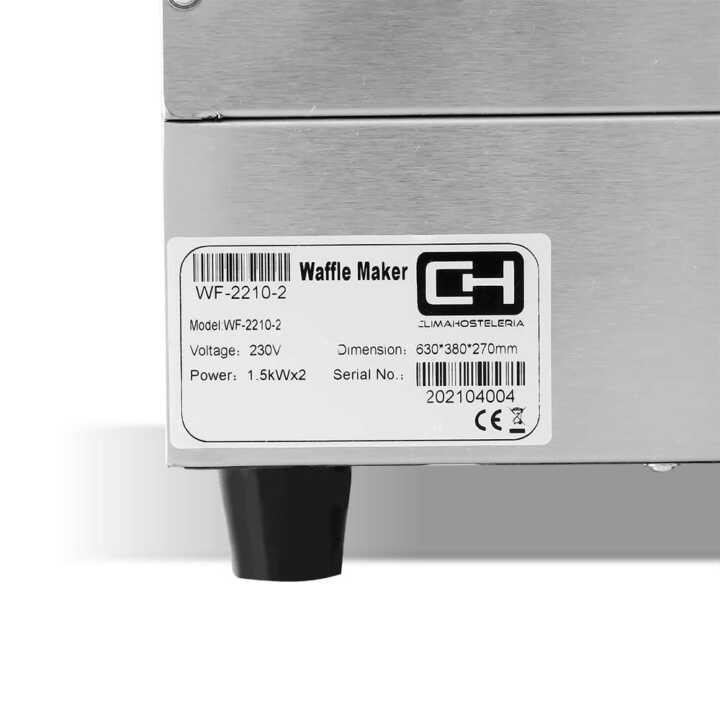 Máquina de waffles eléctrica dupla 1,5+1,5KW 63X380X270h m