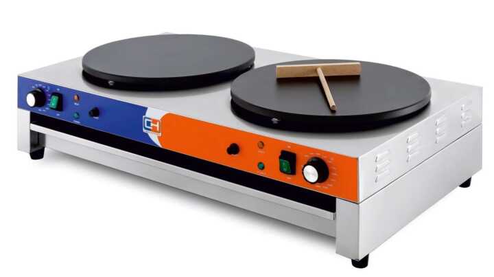 Máquina de fazer crepes eléctrica dupla 3+3KW 890x490x220h mm