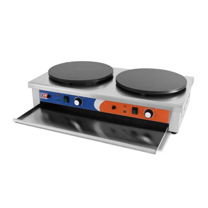 Máquina de fazer crepes eléctrica dupla 3+3KW 890x490x220h mm