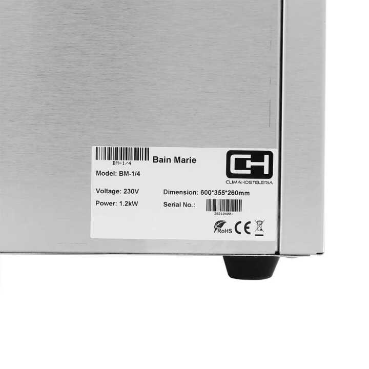 Banho-maria 4  GN1/4 de 600x335 x260h mm