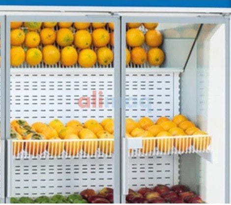 Kit 3 prateleiras inclinadas e espelho para parede Frutas e legum