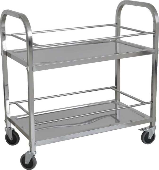 Carrinho para bebidas de 2 níveis em aço inoxidável 950X500X950h
