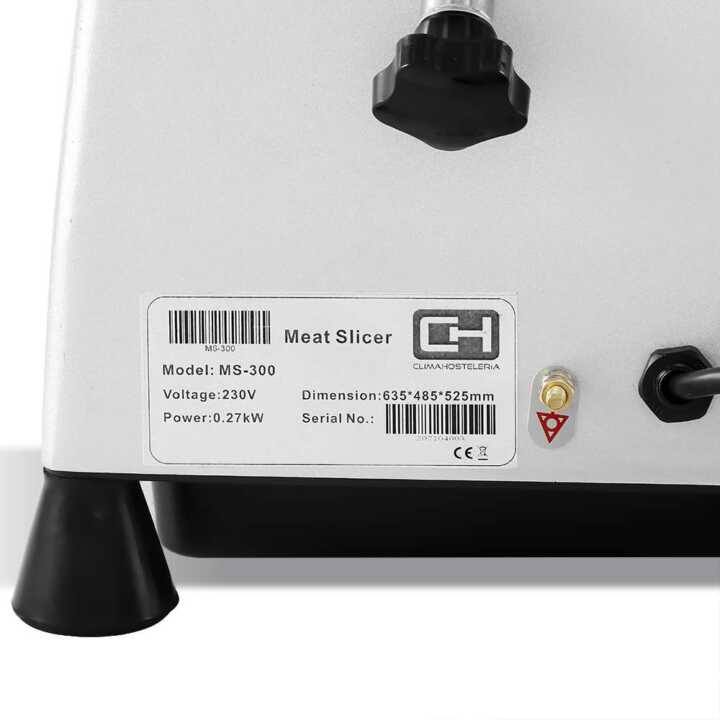Fiambreira Lâmina de 300 mm e potência de 270 W Alumínio anodizado e base