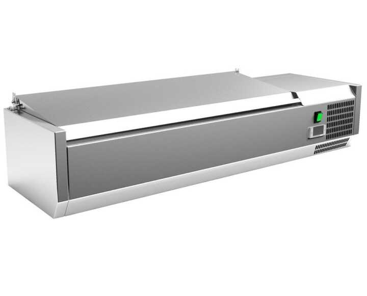 Vitrina GN1/4 de 5 cubas com tampa 1200 x335 x270h mm