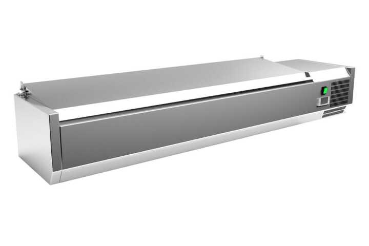 Vitrina 5 tabuleiros GN1/3 + 1 tabuleiro GN1/2 com tampa 1500 x395x270h mm
