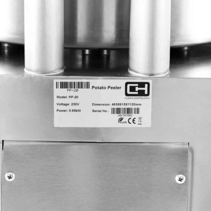 Máquina de descascar batatas de 20 kg com produção de 190 kg/h