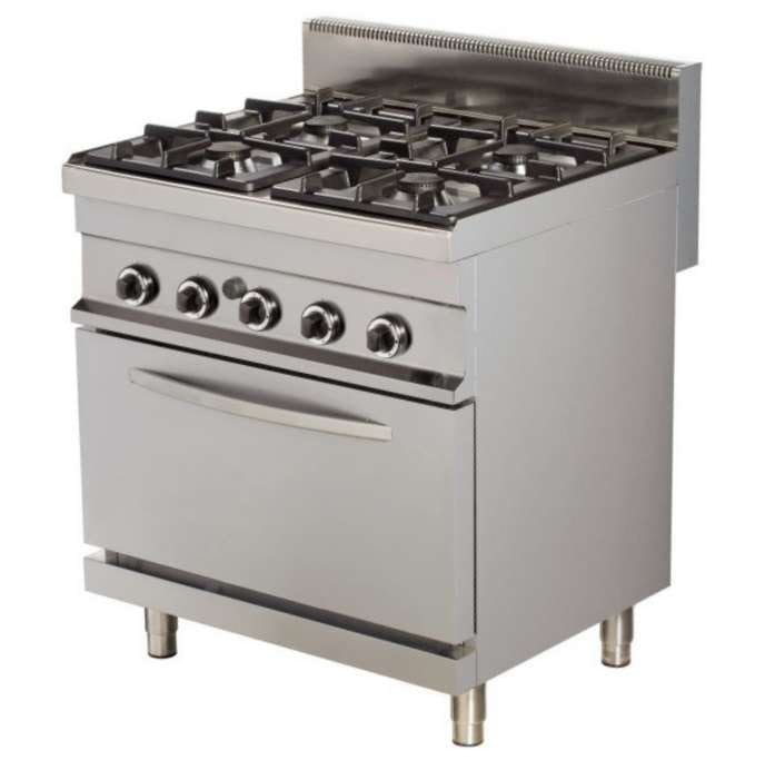 Fogão A Gás 4 Bicos 4X6Kw Com Forno Gn1/1 Gás 6Kw 800X700X900H mm