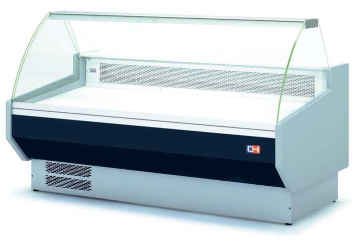 Vitrina  Refrigerada De Vidro Curvo Com Reserva Decoração  Preta Profundidade 1000 De 1525 X1100 X1235H mm