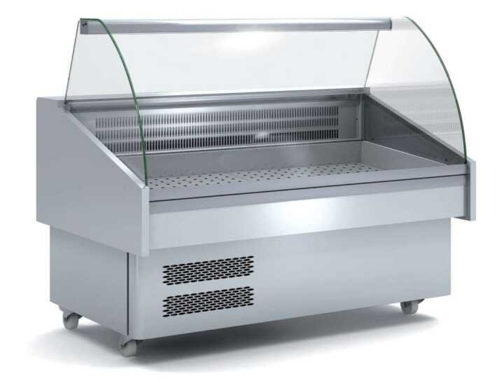 Expositor Refrigerado Peixe / Marisco Vidro Curvo Evaporador Estático Mais Placa Fria Dim
1505X915X1185H mm