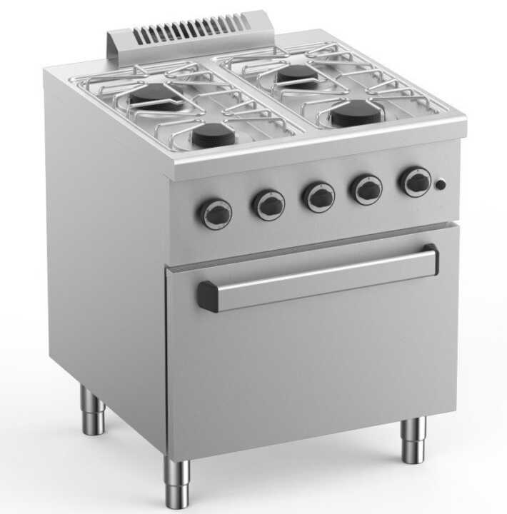 Fogão A Gás De 4 Bocas Com Forno Elétrico Estático Gn2/1 Fundo 700