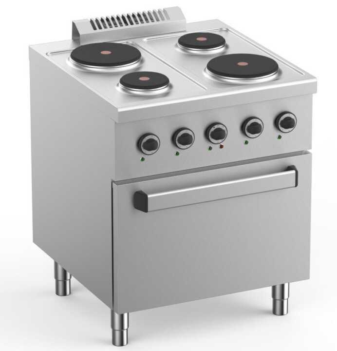 Fogão Elétrico De 4 Placas Com Forno Elétrico Estático Gn2/1 Fundo 700