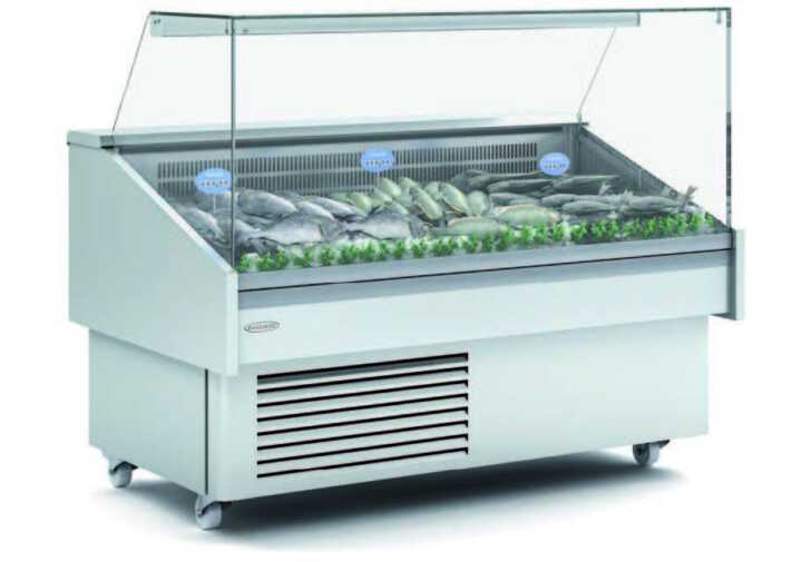 Expositor Refrigerado Peixe / Marisco Evaporador Estático + Placa Fria Dim
1285X915X1185H mm