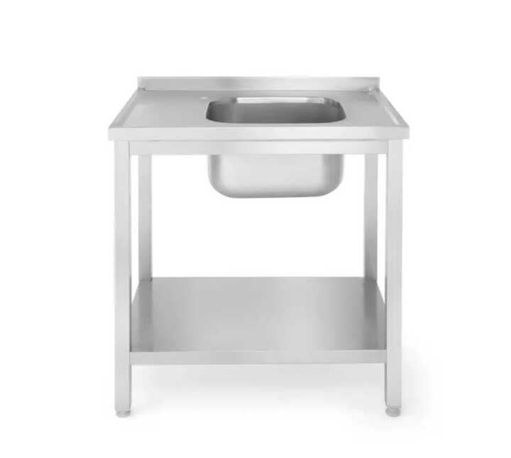 Mesa com lava-loiças com prateleira - para automontagem, Lado direito, 800x600x(H)850mm