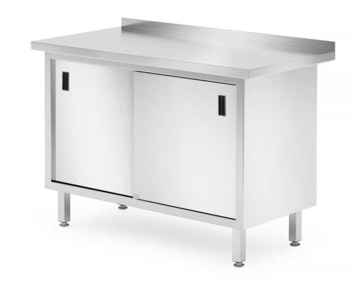 Bancada de trabalho com armário e portas deslizantes - soldadas, 1200x600x(H)850mm