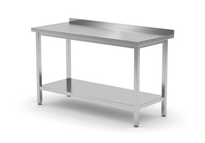 Mesa de trabalho borda e prateleira  - aparafusada, profundidade: 600 mm, 1000x600x(H)850mm