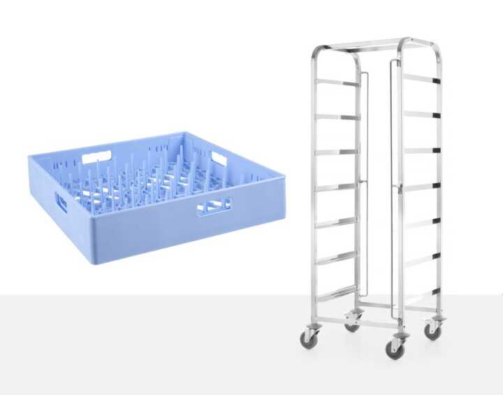 Carrinho móvel para cestos para máquina de lavar loiça - 7 x 500 x 500 mm, 615x560x(H)1700mm