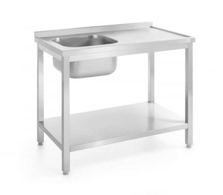 Mesa com lava-loiças e prateleiras, lava-loiças individuais, Esquerda, 1000x700x(H)850mm