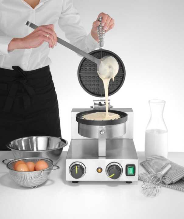 Máquina de fazer waffles - redonda, 230V/1000W, 250x491x(H)285mm