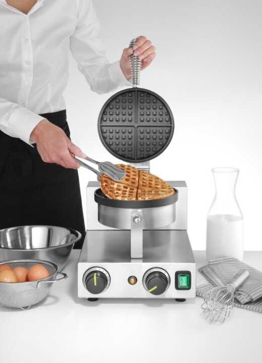 Máquina de fazer waffles - redonda, 230V/1000W, 250x491x(H)285mm