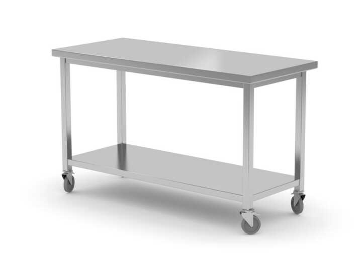 Mesa móvel com prateleira - aparafusada, profundidade: 600mm, 1200x600x(H)850mm