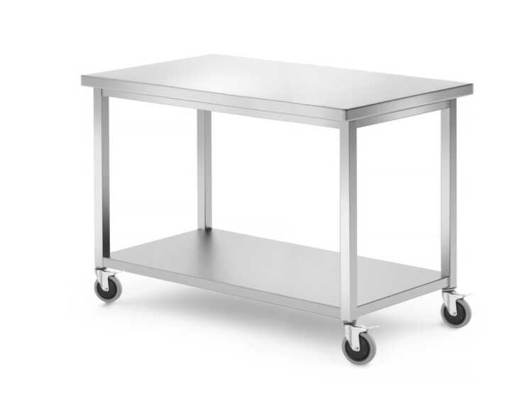Mesa móvel com prateleira - aparafusada, profundidade: 600mm, 1200x600x(H)850mm