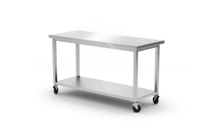 Mesa móvel com prateleira - aparafusada, profundidade: 600mm, 1200x600x(H)850mm