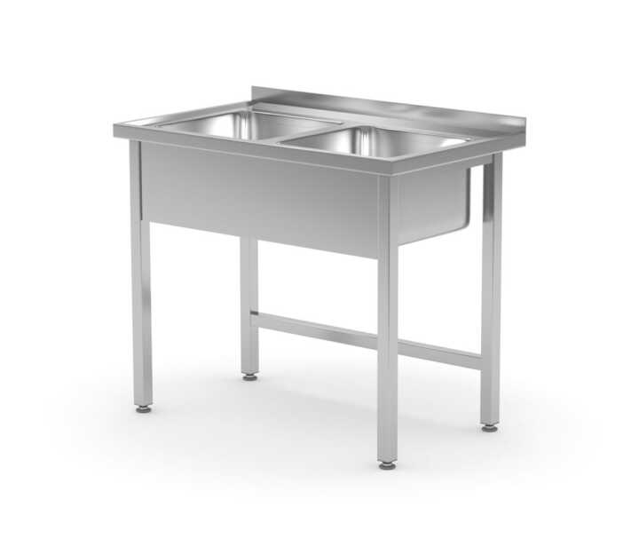 Mesa com lavatório - soldado, 2 pias, profundidade: 600mm, 1000x600x(H)850mm
