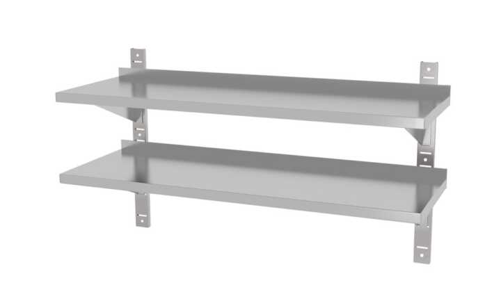 Prateleira dupla de parede ajustável, com dois suportes em aço, 1000x300x(H)600mm