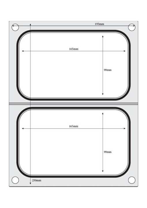 Tabuleiro para seladora térmica matrix, para dois tabuleiros de 178x113 mm