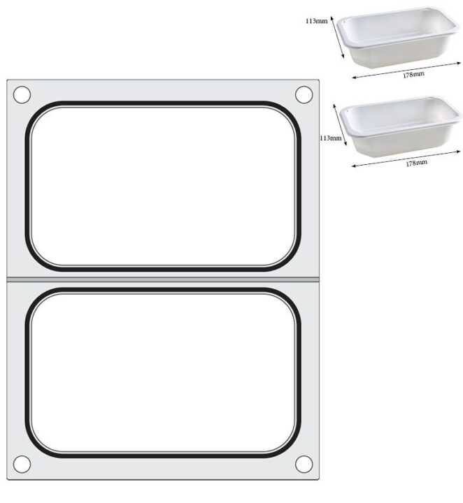 Tabuleiro para seladora térmica matrix, para dois tabuleiros de 178x113 mm
