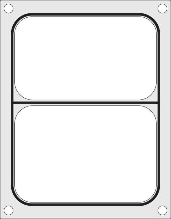 Tabuleiro para seladora térmica matrix, para um tabuleiro de dois compartimentos com 227x178 mm
